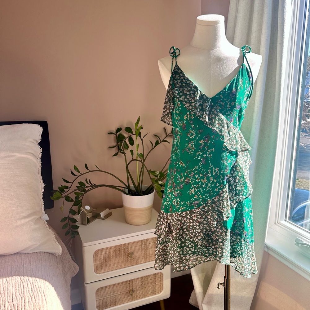 Astr Green Floral Dress